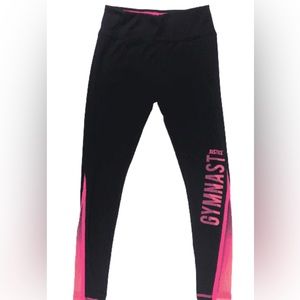 Girls Justice size 14/16 gymnast black and pink leggings